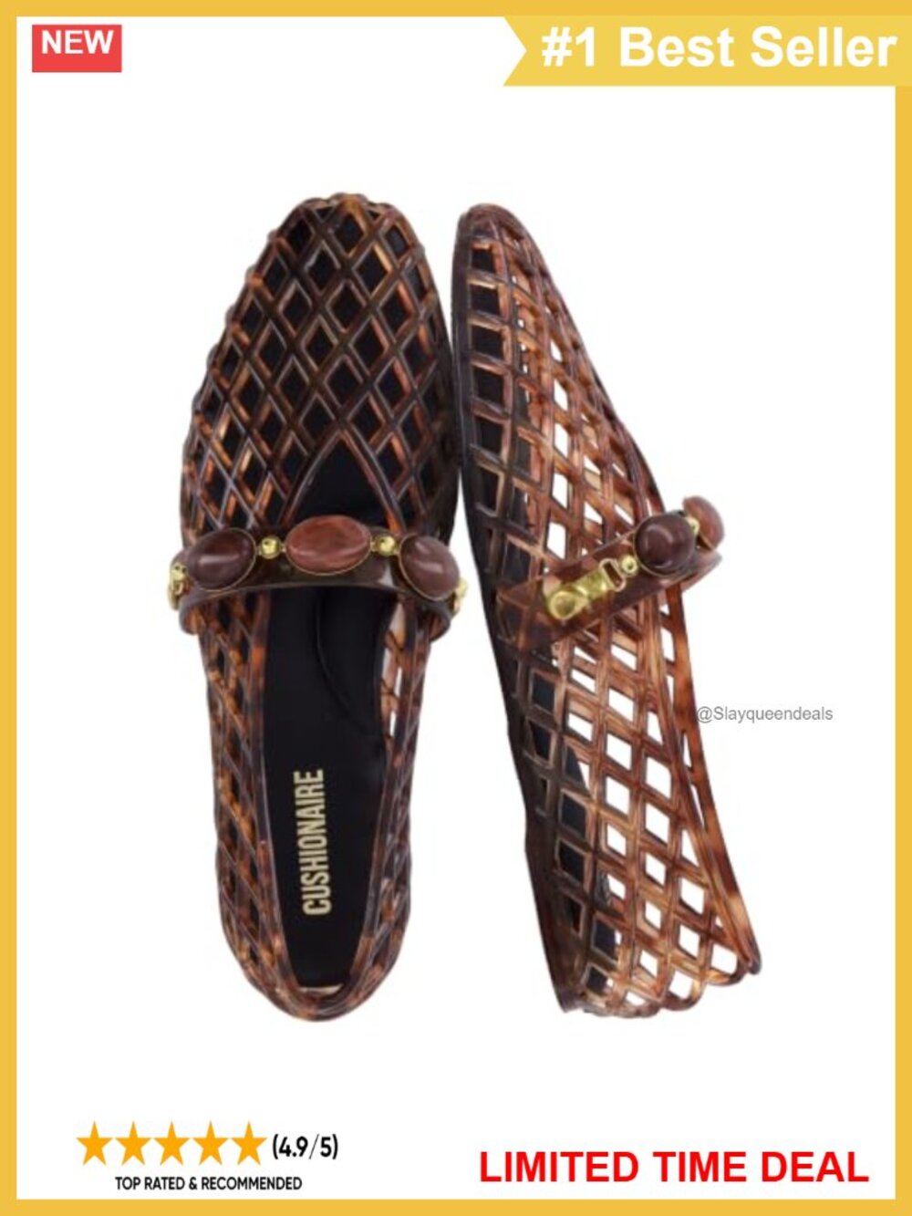 Cushionaire Sugar Embellished Jelly Flats Women Pointed Toe Slip On Shoes
